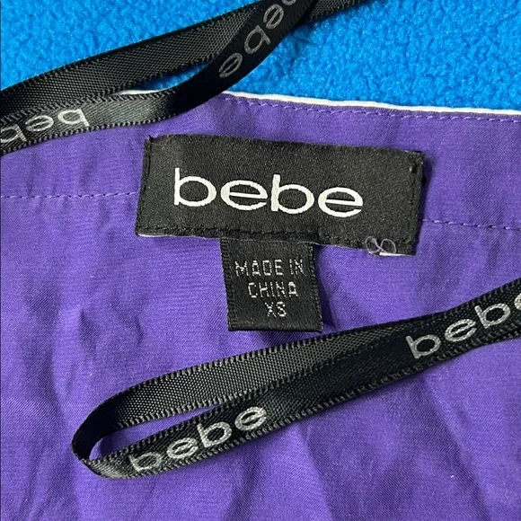 Bebe 2008 Silky Purple Peplum Deep Plunge Halter XS - Picture 14 of 16